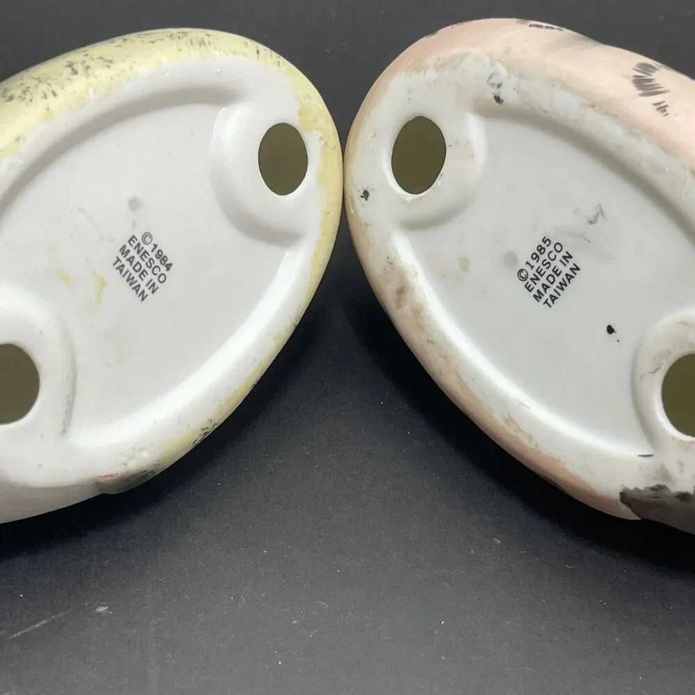 Pair Vintage Enesco Porcelain Decoy Ducks Mallard 1984 1985 Set Of 2